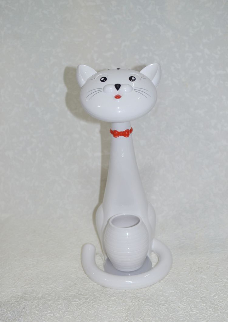 Лампа настольная светодиодная + ночник кот белый, Белый, Белый
