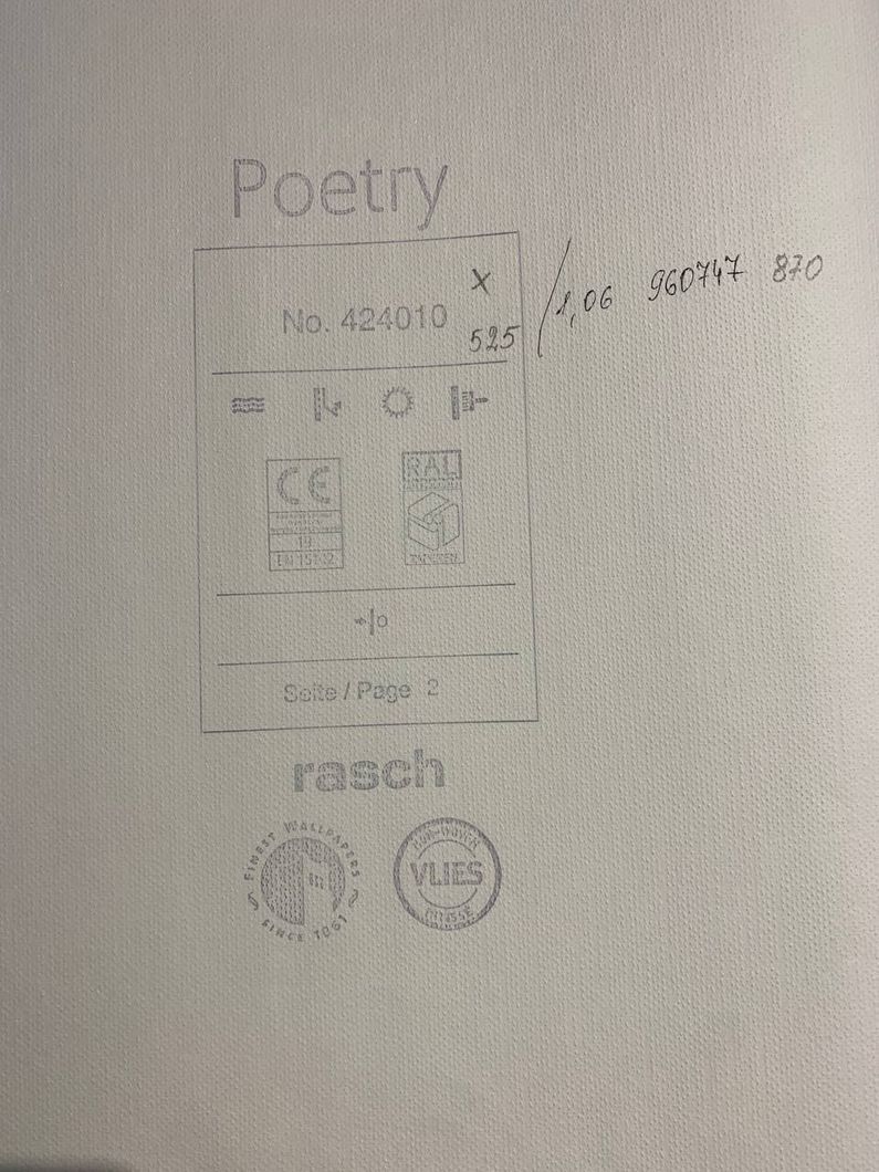 Обои виниловые на флизелиновой основе Rasch Poetry белый 0,53 х 10,05м (424010)