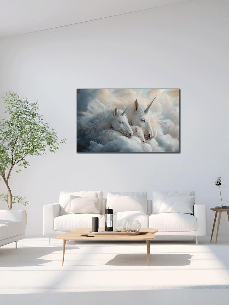 Картина на холсте МАKO " Семейство единорогов " 60x100 см MK10552
