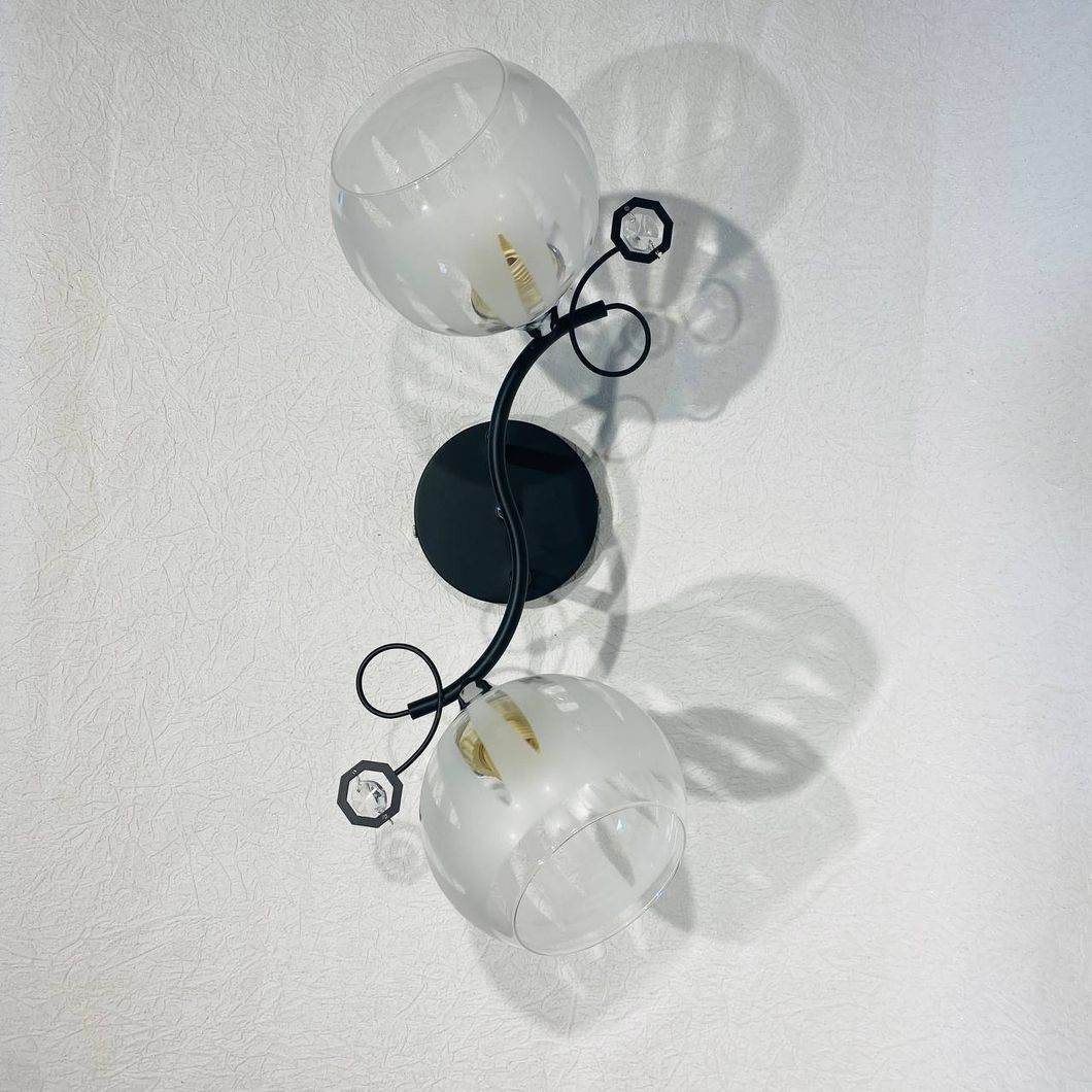 Люстра 2 лампы, черная в гостиную, спальню стекло в классическом стиле (XA1259B/2), Черный, Черный