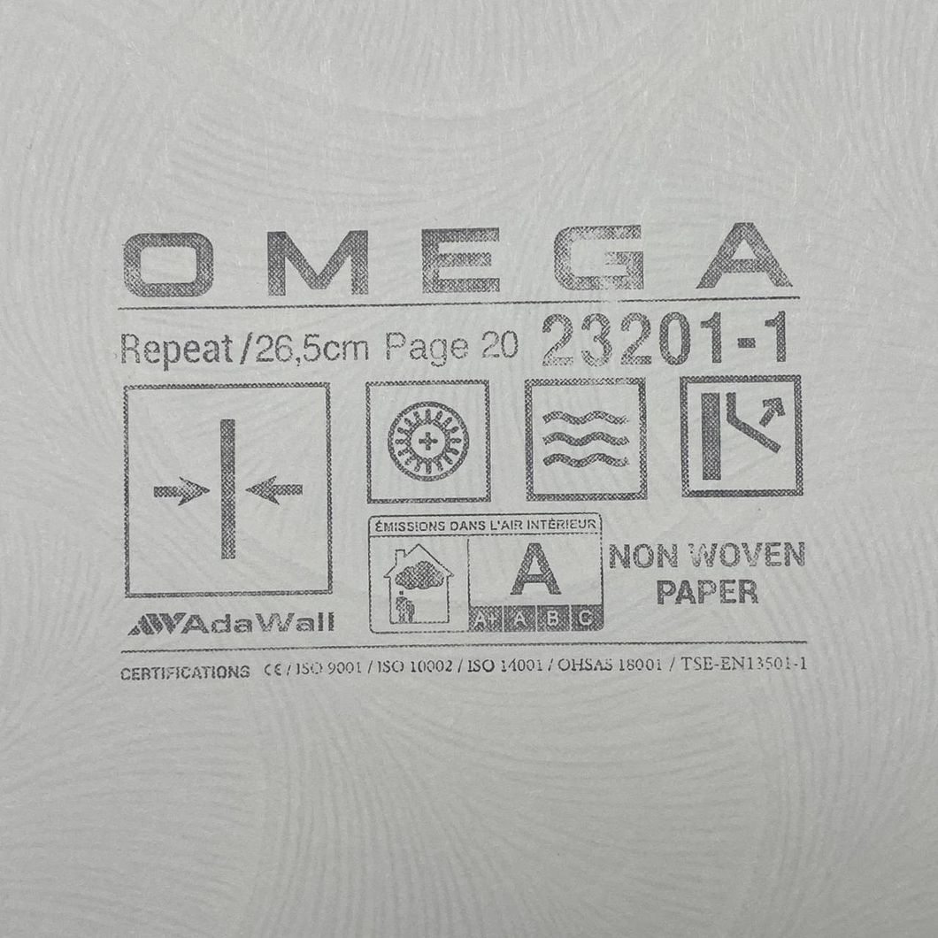 Обои виниловые на флизелиновой основе OMEGA белый 1,06 х 10,05м (23201-1)