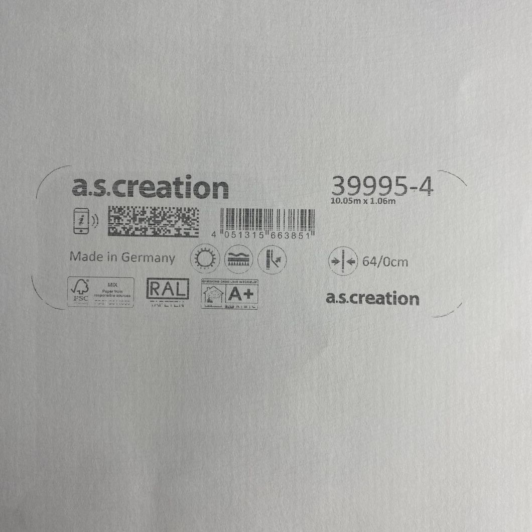 Обои виниловые на флизелиновой основе AS Creation Deluxe белый 1,06 х 10,05м (39995-4)