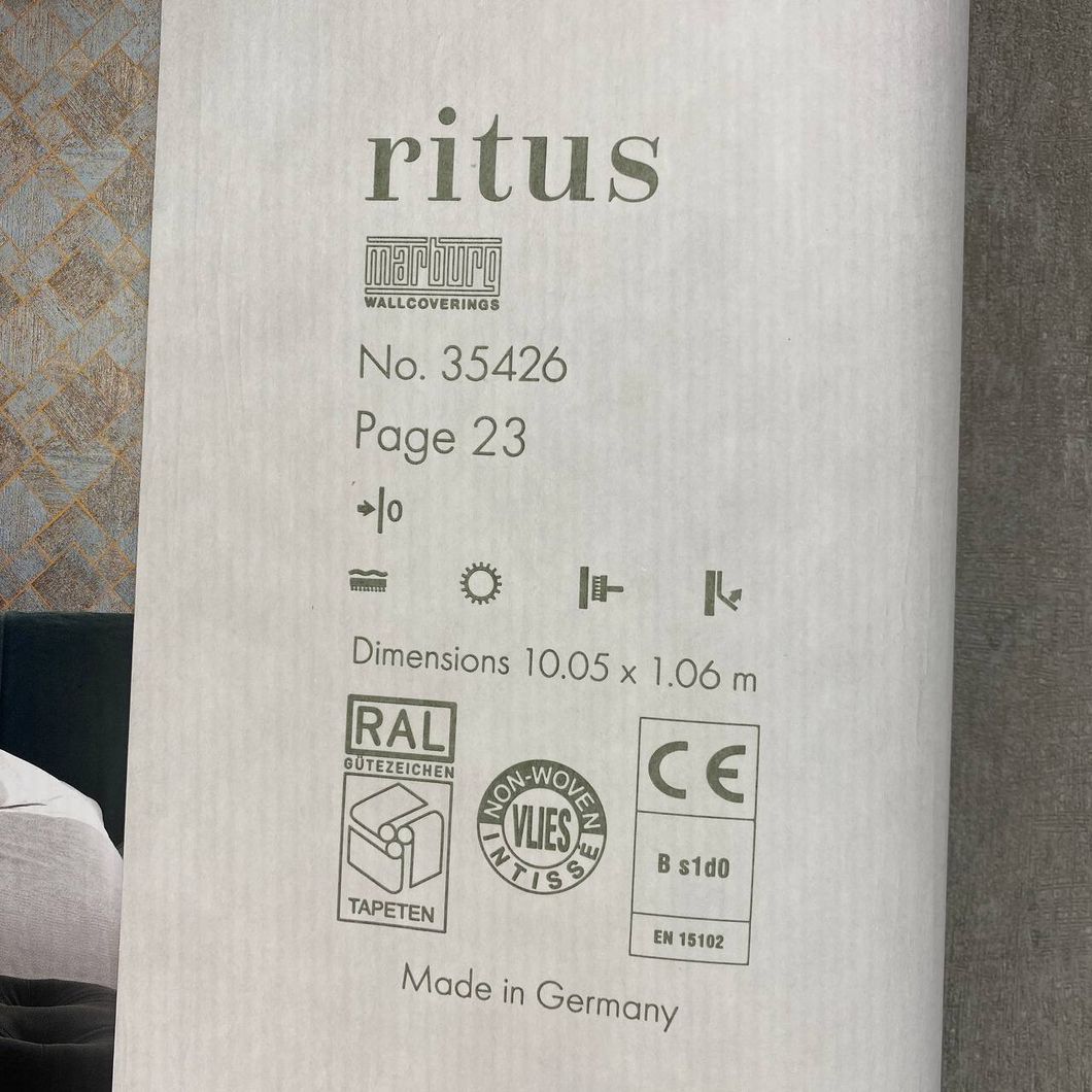 Обои виниловые на флизелиновой основе Marburg Ritus голубой 1,06 х 10,05м (35426)