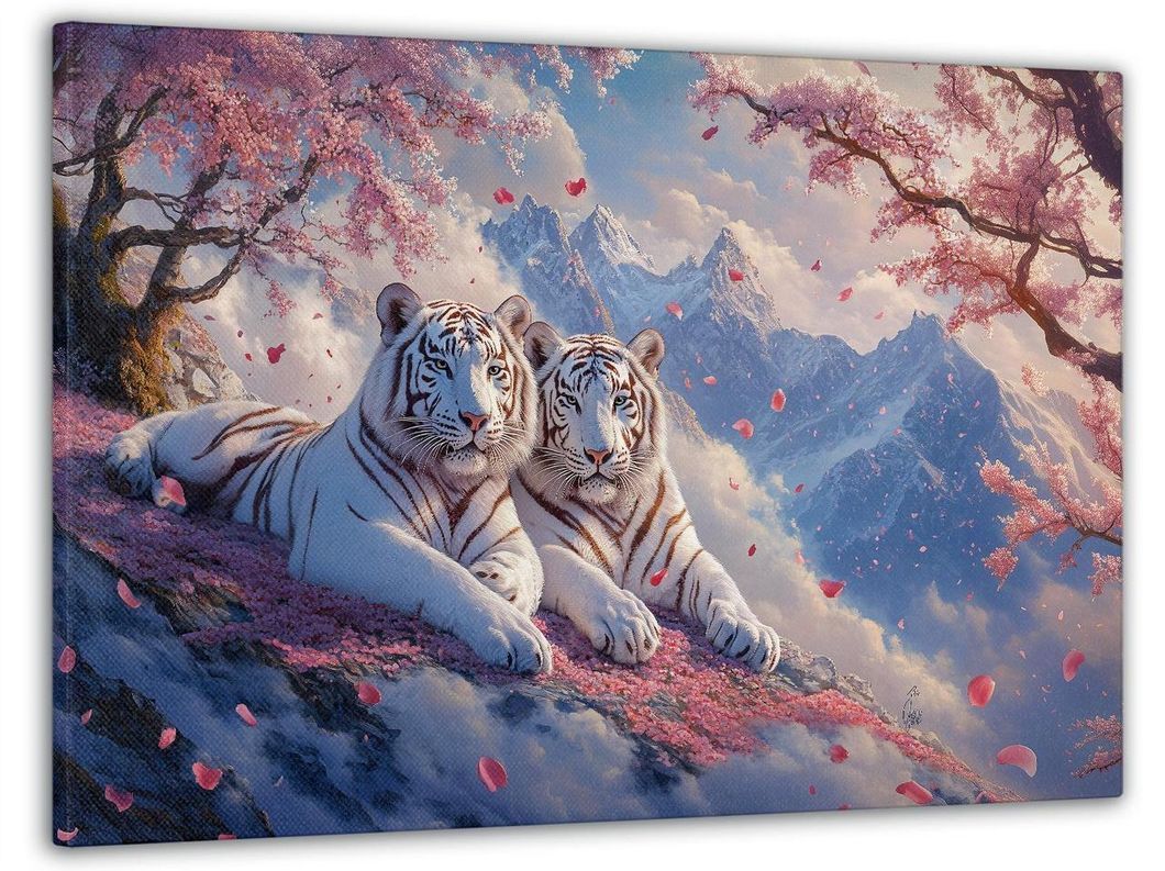 Картина на холсте МАKO " Снежные тигры " 60x100 см MK10553