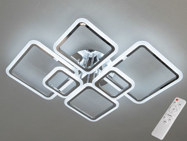 LED люстра смарт світильник з ІЧ пультом та диммером, 105W, хром