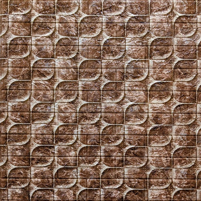 Панель стінова самоклеюча декоративна 3D 700х770х5мм (029), Коричневий, Коричневий