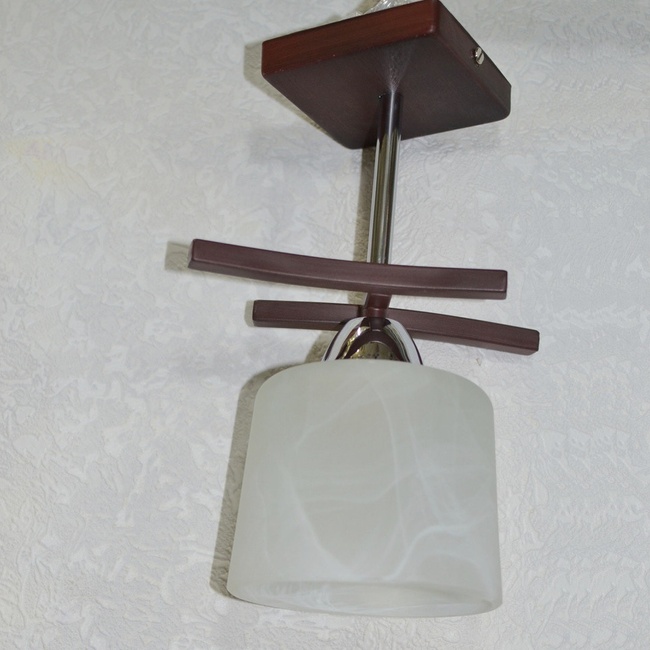 Люстра коричнева димчатий матовий плафон 1 лампа кухня коридор, Коричневий, Коричневий