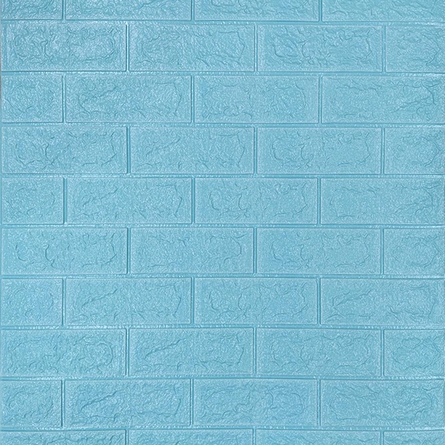 Панель стеновая самоклеющаяся декоративная 3D под кирпич Бирюза 700х770х3мм (002-3), Бирюзовый, Бирюзовый