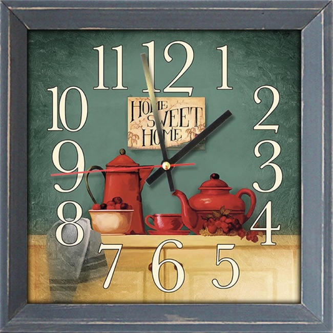 Годинник-картина без скла дерев'яна рамка Сервіз 28 см х 28 см (3922 - F19)