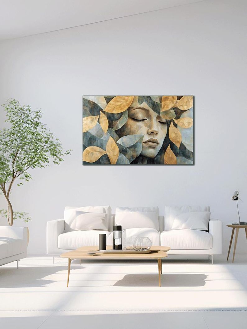 Картина на холсте МАKO "Девушка с листьями " 60x100 см MK10607