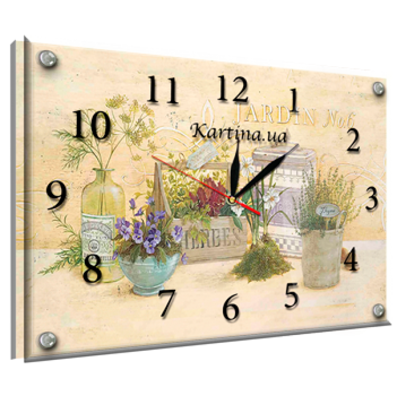 Часы-картина под стеклом Полевые цветы 30 см х 40 см (8434 - К - 883)