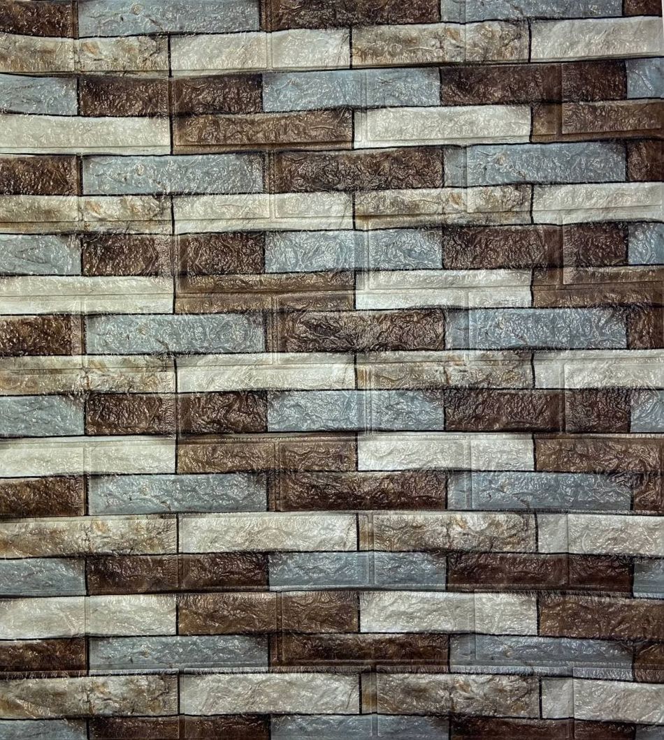 Панель стінова самоклеюча декоративна 77 х 69см (Wsfc-60), Серый, Сірий
