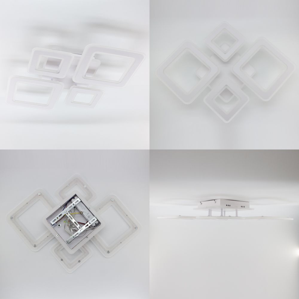 Керована світлодіодна люстра OVAL 110W RGB 5S-SMART-520x520x90-WHITE-230-IP20, Білий