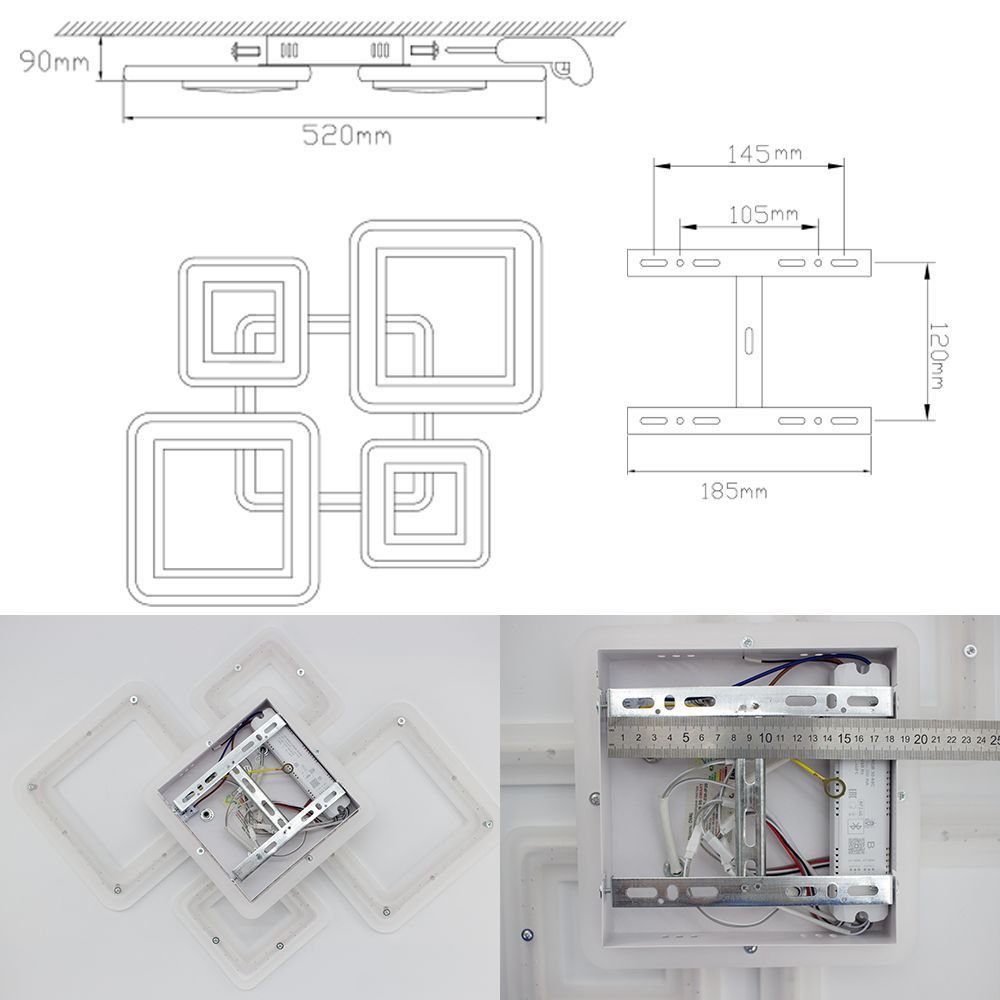 Керована світлодіодна люстра OVAL 110W RGB 5S-SMART-520x520x90-WHITE-230-IP20, Білий