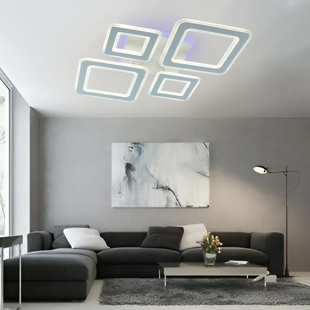 Керована світлодіодна люстра OVAL 110W RGB 5S-SMART-520x520x90-WHITE-230-IP20, Білий