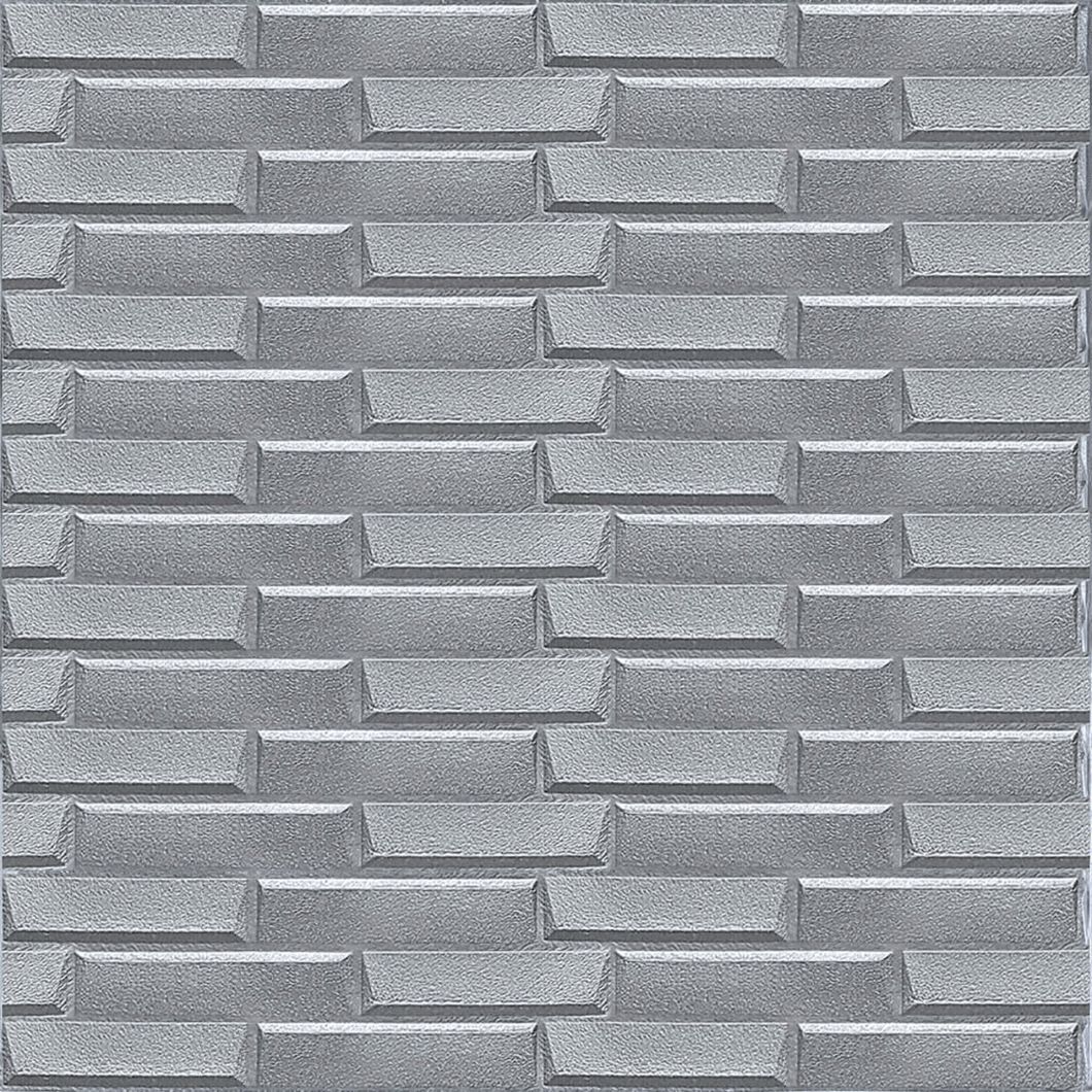 Панель стеновая самоклеющаяся декоративная 3D кладка серый 700 х 770 х 7 мм (034), Серый, Серый