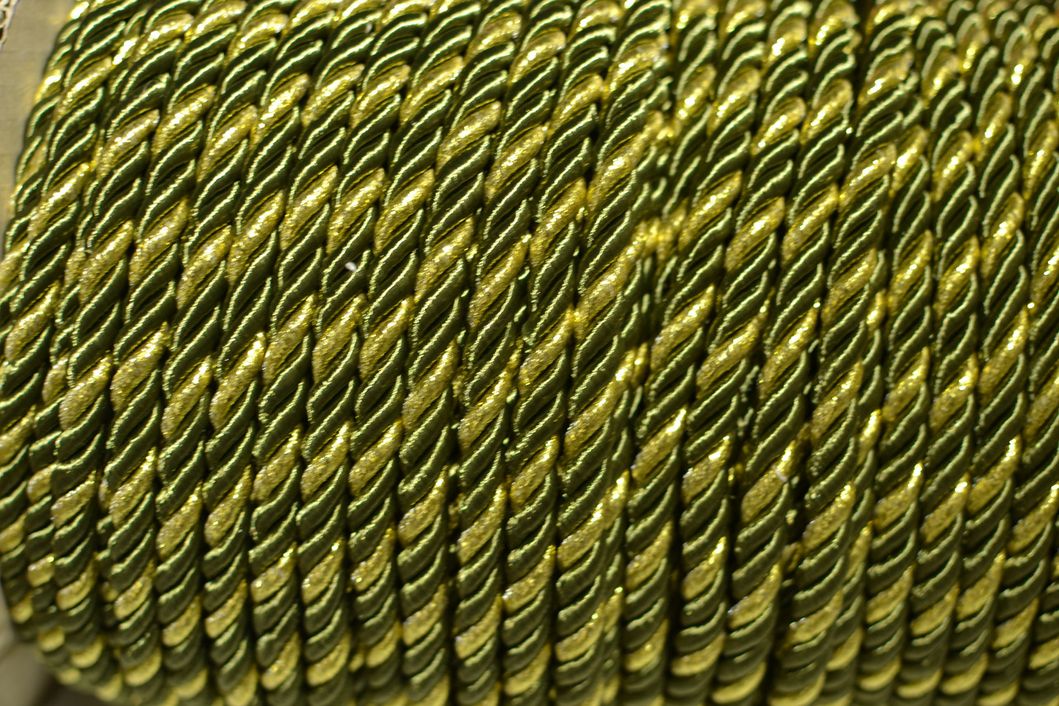 Шнур декоративний кант для натяжних стель Болотне золото зелений 0,010 х 1м (100-04004), Зелений, Зелений