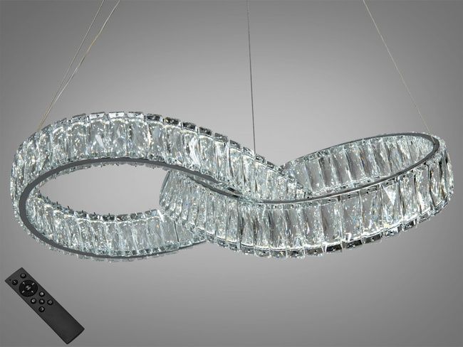 Унікальна кришталева світлодіодна люстра на підвісах, 110 Вт, хром