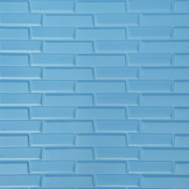 Панель стеновая самоклеющаяся декоративная 3D лазурная кладка 700х770х7мм (036), Голубой, Голубой