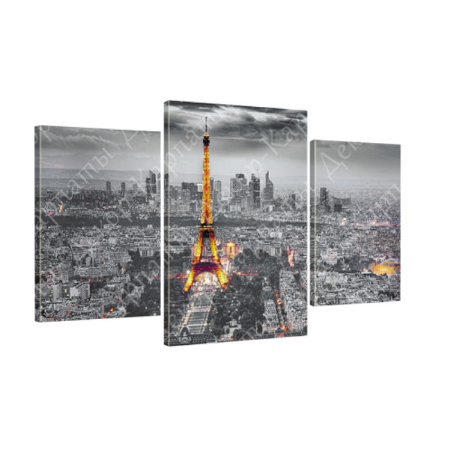 Картина модульна 3 частини Нічний Париж 53 х 100 см (8285-251)