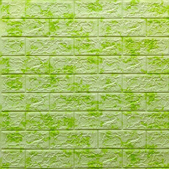 Панель стінова самоклеюча декоративна 3D під кірпіч зелений 700х770х5мм (064), Зелений, Зелений