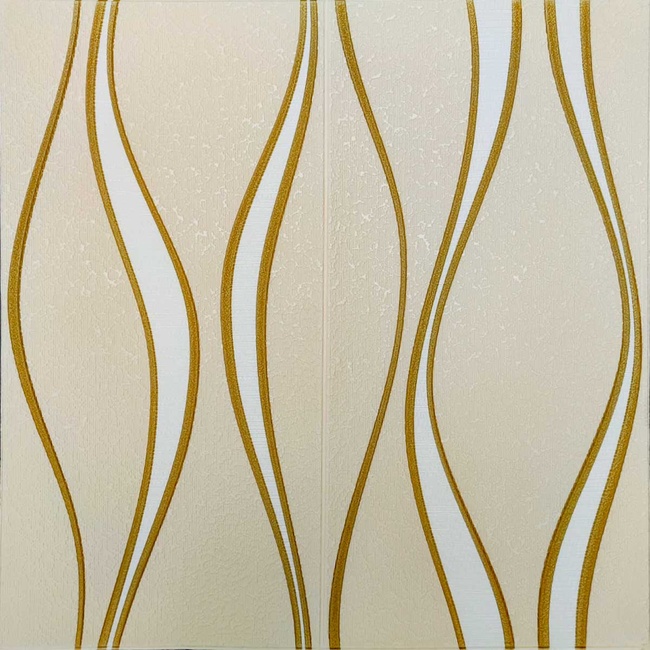 Самоклеюча декоративна 3D панель золоті хвилі 700X700X5ММ (194), Золотий, Золотий