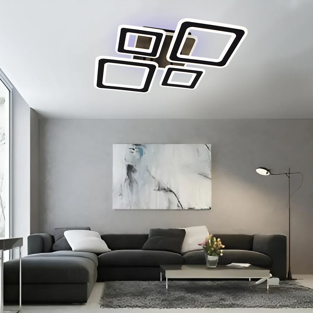 Керована світлодіодна люстра OVAL 110W RGB 5S-SMART-520x520x90-BLACK-230-IP20, Чорний