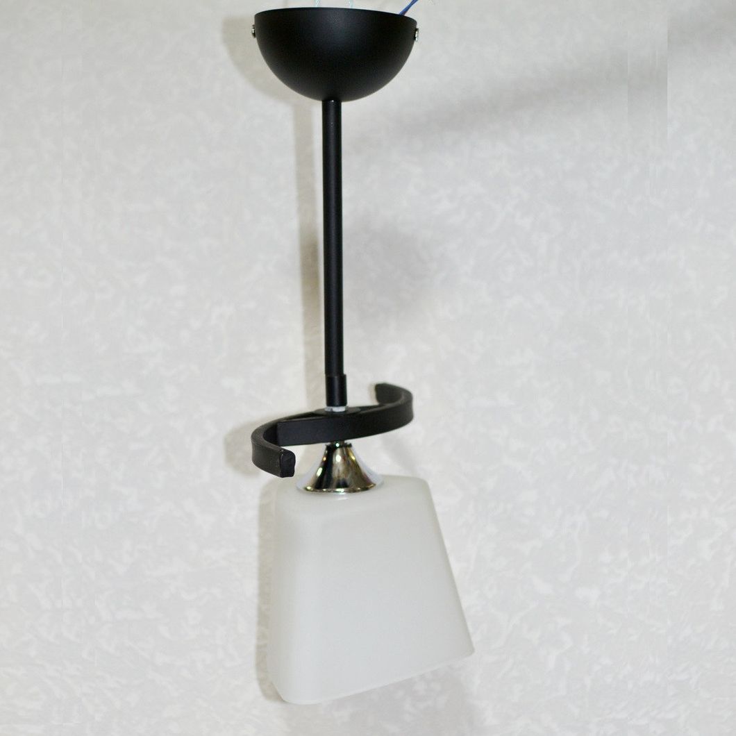 Люстра металлическая матовый дымчатый плафон 1 лампа черная, Черный, Черный