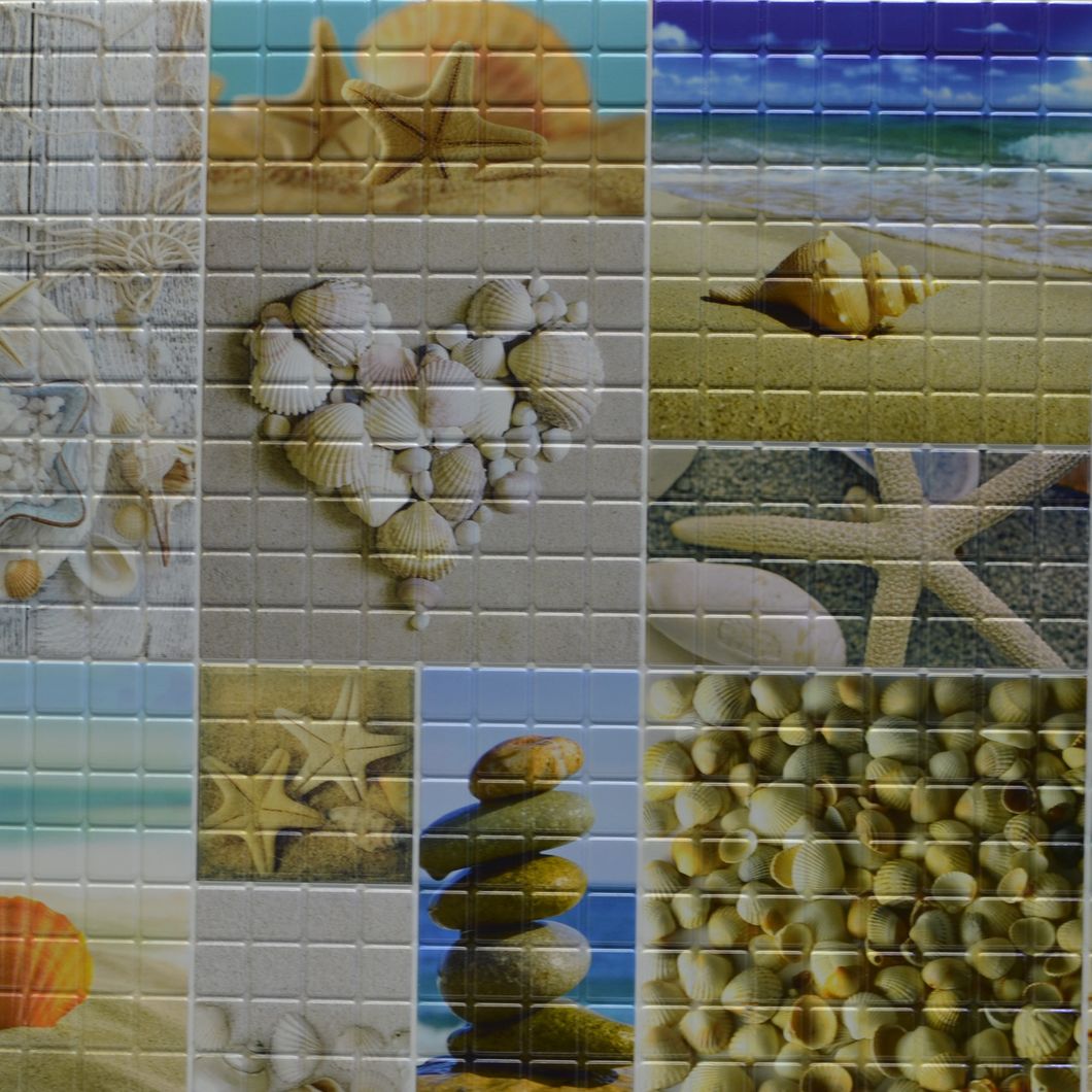 Панель стеновая декоративная пластиковая мозаика ПВХ "Морской берег" 956 мм х 480 мм (2), Разные цвета, Разные цвета
