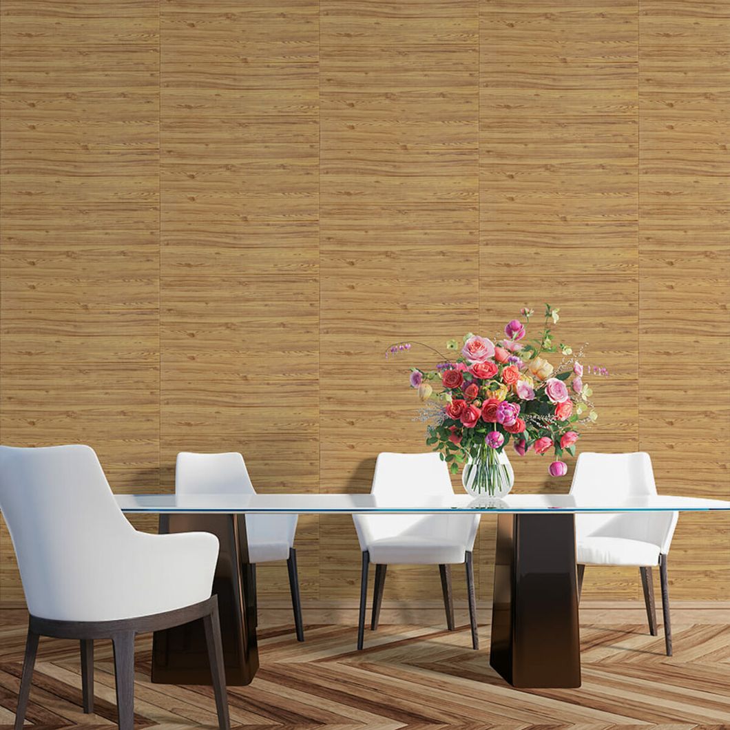 Панель стінова самоклеюча декоративна 3D під дерево золотиста 700 х 700 х 6 мм (082), Золотистый, Золотистий