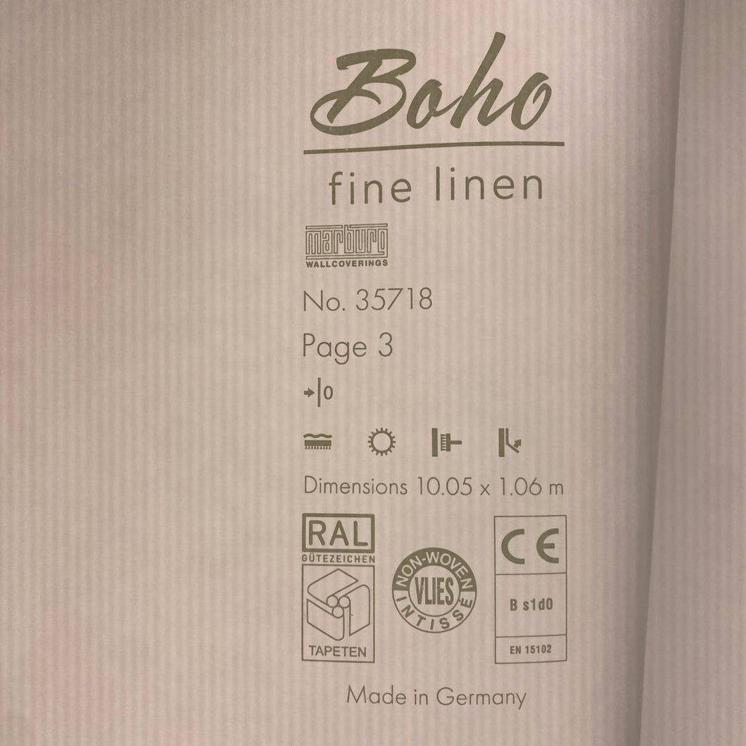 Обои виниловые на флизелиновой основе Marburg Boho тёмно-бежевый 1,06 х 10,05м (35718)