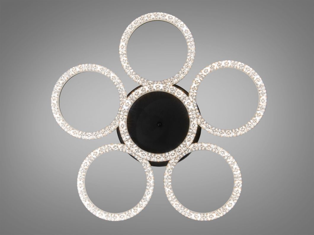 Потолочная LED люстра кольца Diasha MX4770-5+1BK черный шесть колец ак