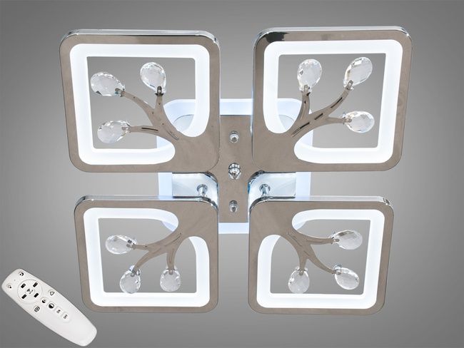 Дизайнерська новинка люстра led з диммером, підсвічуванням, хром, 85W