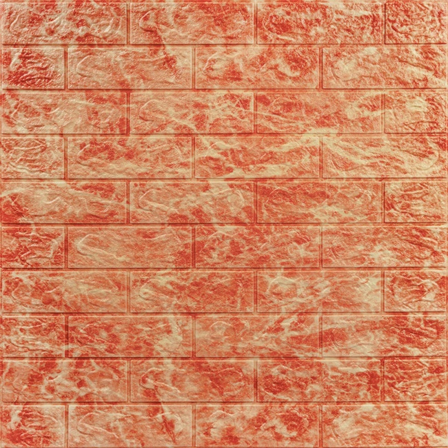 Панель стеновая самоклеящаяся декоративная 3D под кирпич DEEP RED (066), Красный, Красный