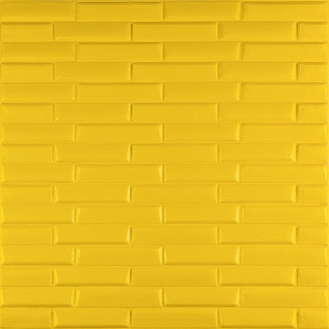 Панель стінова самоклеюча декоративна 3D жовта кладка 700х770х7мм (037), Жовтий, Жовтий