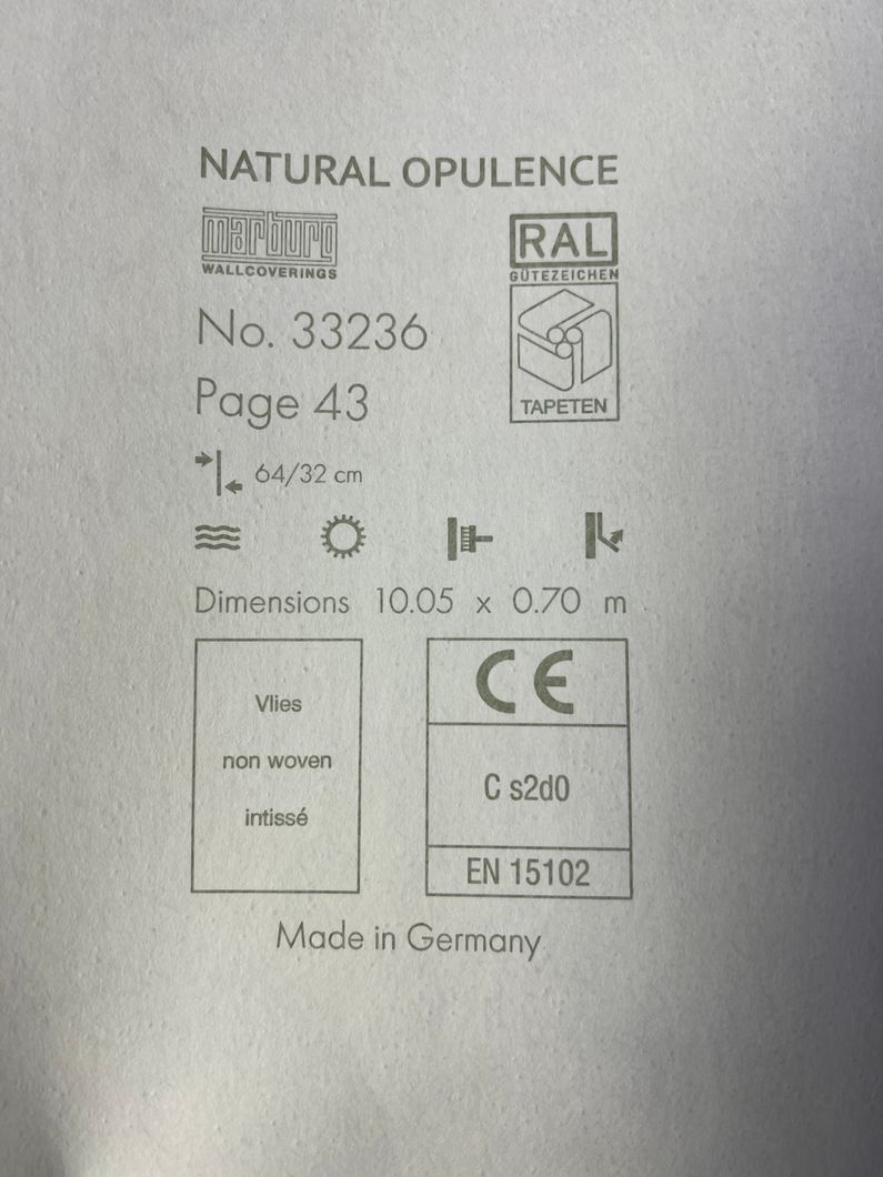 Обои виниловые на флизелиновой основе Marburg Natural Opulence серый 0,70 х 10,05м (33236),