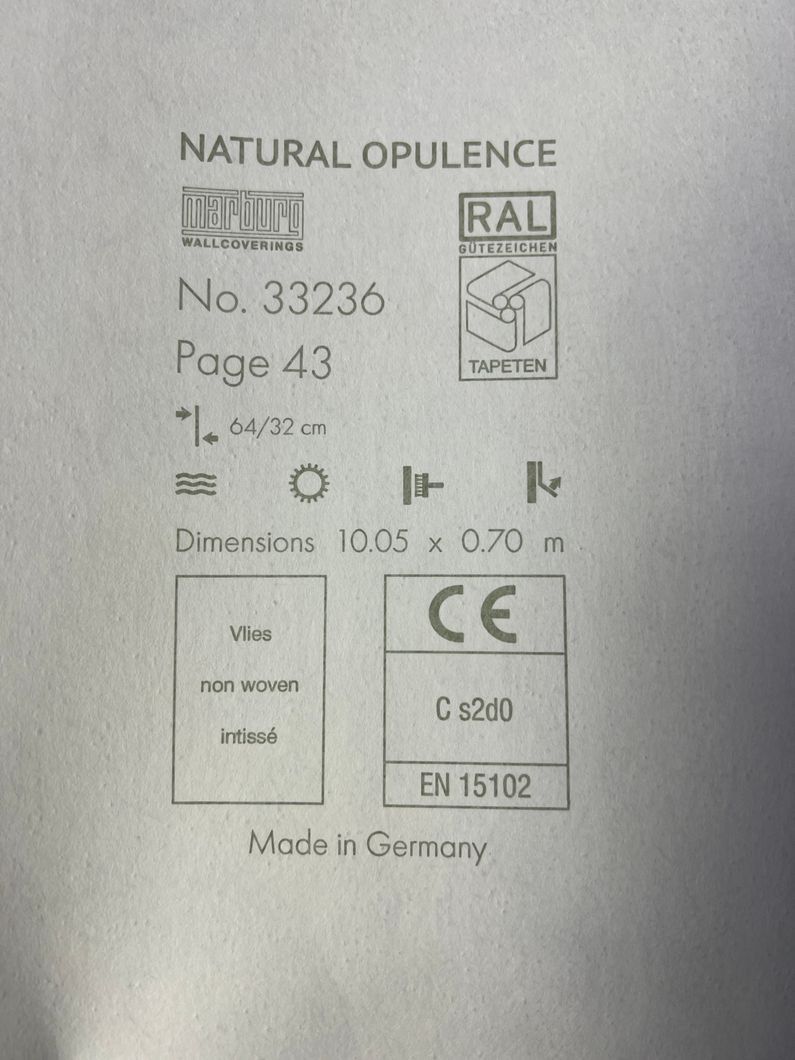 Обои виниловые на флизелиновой основе Marburg Natural Opulence серый 0,70 х 10,05м (33236),