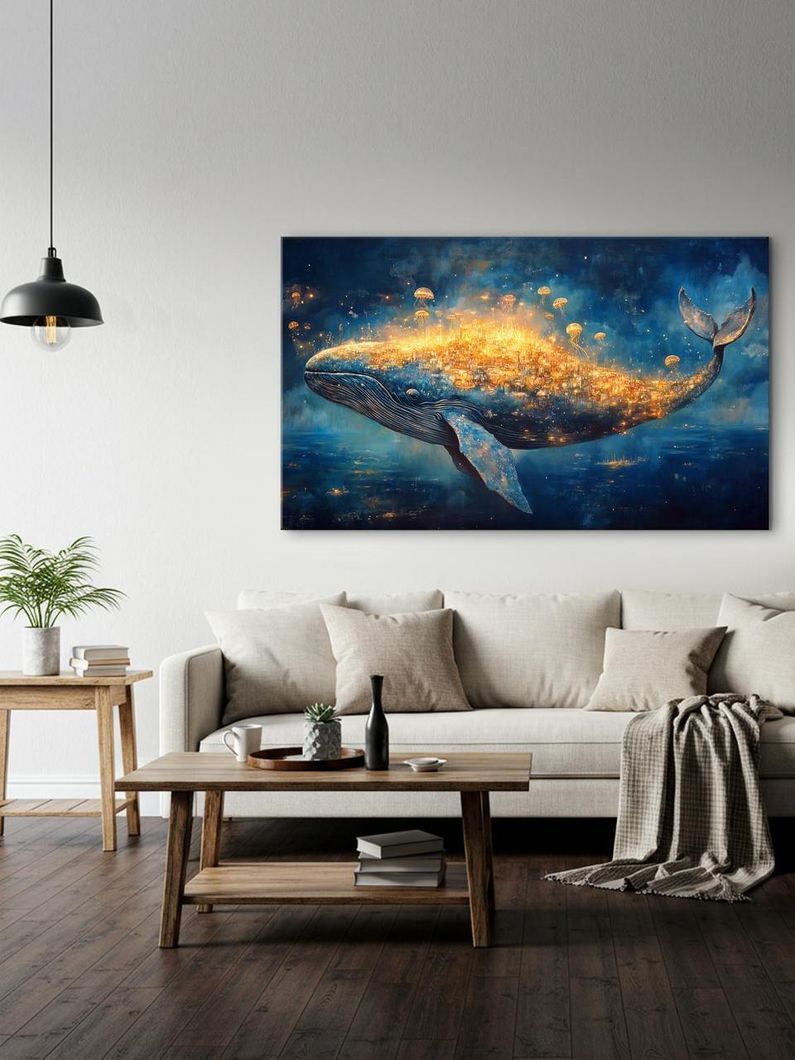 Картина на холсте МАKO " Полет кита " 60x100 см MK10555