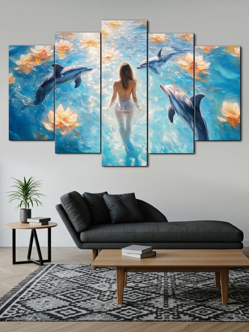 Модульная картина MAKO " На волне с дельфинами " 80x125 см MK50586