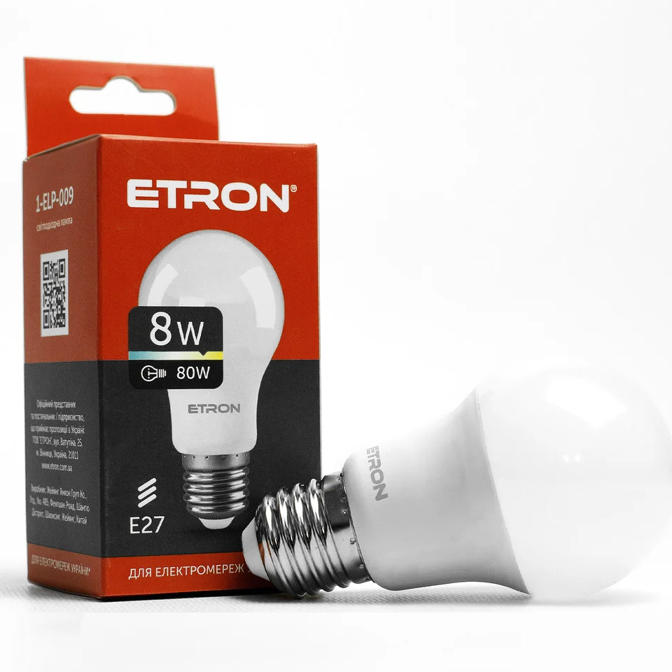 Світлодіодна лампа LED лампа ETRON Power Light 1-ELP-009 A55 8W 3000K E27