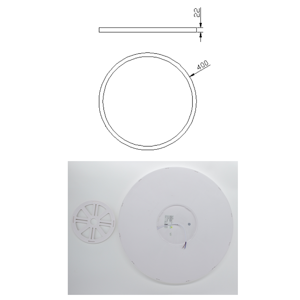 Накладной светодиодный светильник OKO 54W R-ON/OFF 400&times;25-WHITE-220-IP20 Управляется выключателем (без пульта), Білий