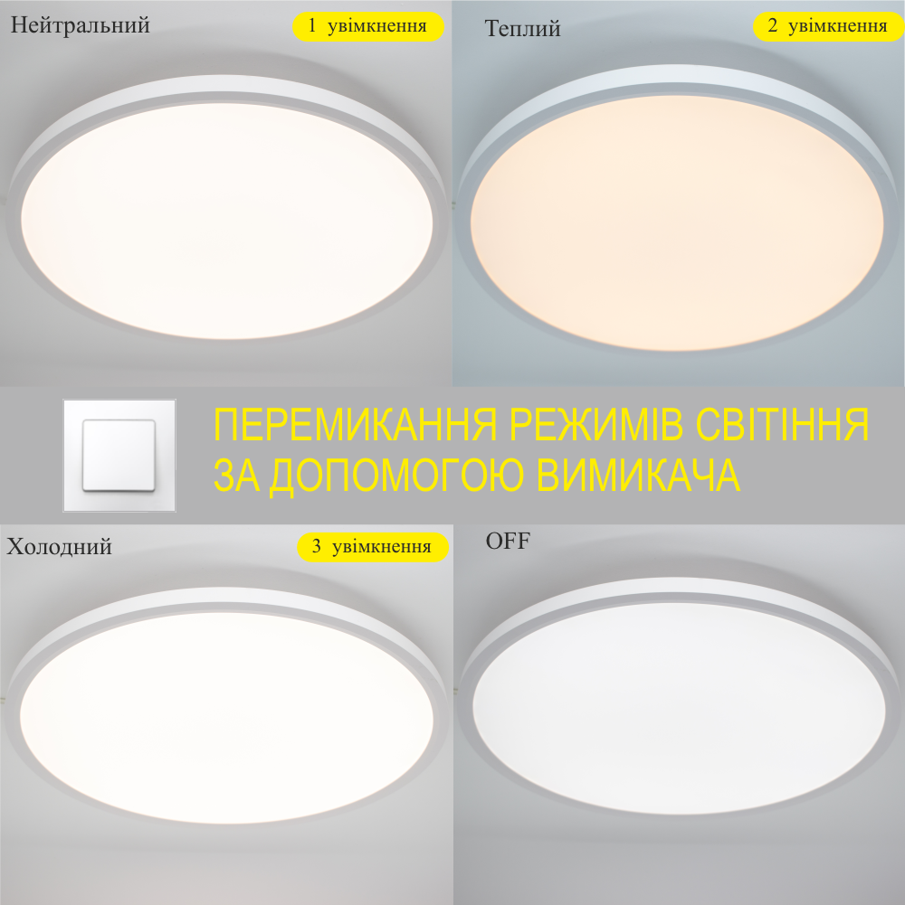 Накладной светодиодный светильник OKO 54W R-ON/OFF 400&times;25-WHITE-220-IP20 Управляется выключателем (без пульта), Білий
