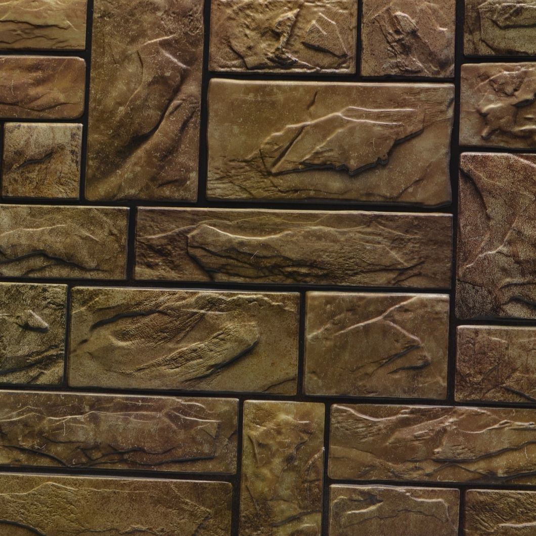 Панель стінова декоративна пластикова камінь ПВХ "Пиляний Справжній Коричневий" 978 мм х 496 мм (ПНК1), Коричневий, Коричневий
