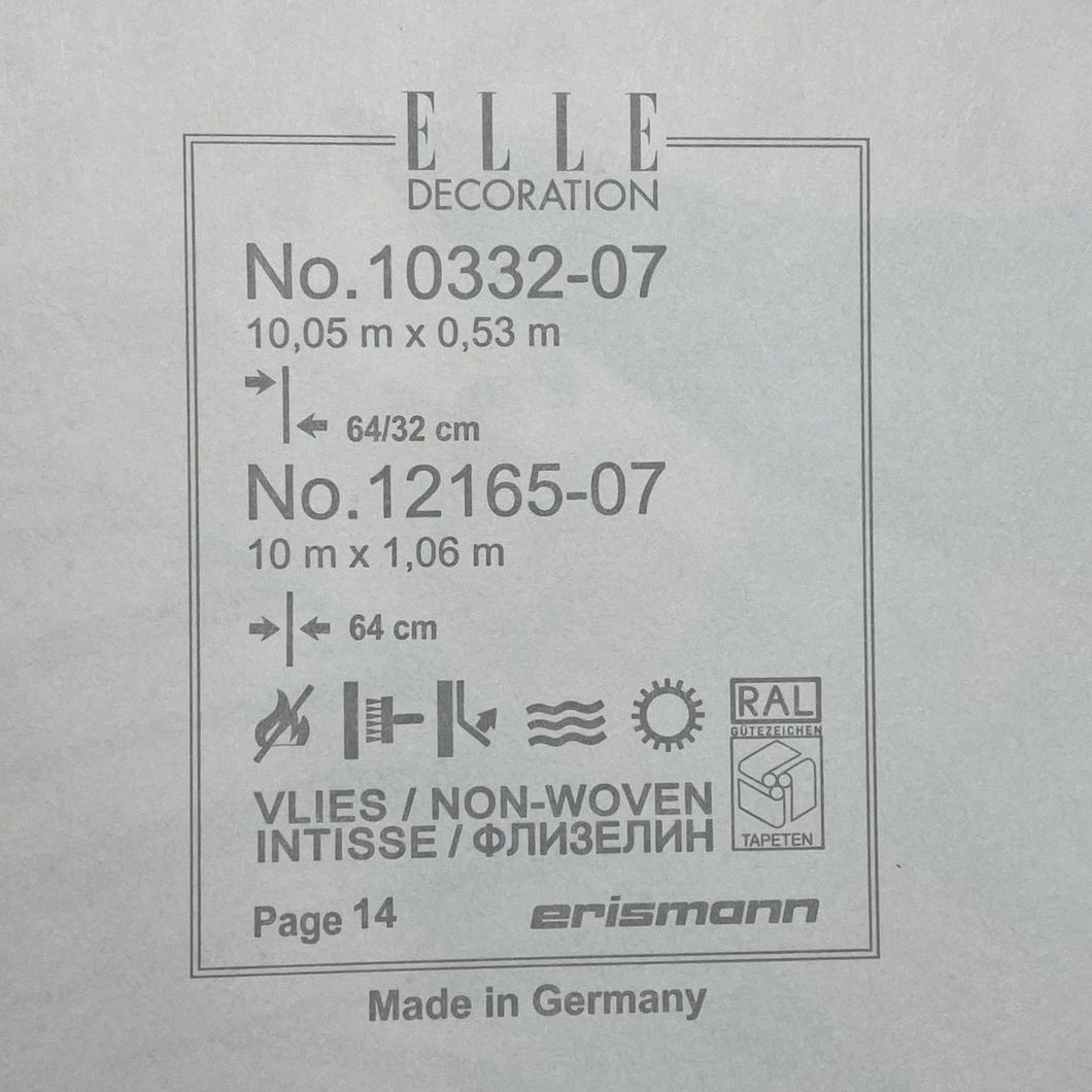 Обои виниловые на флизелиновой основе Elle Decoration (Erismann) бирюзовый 1,06 х 10,05м (12165-07)