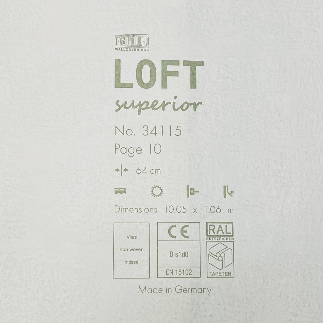 Шпалери вінілові на флізеліновій основі Marburg Loft Superior білий 1,06 х 10,05м (34115)