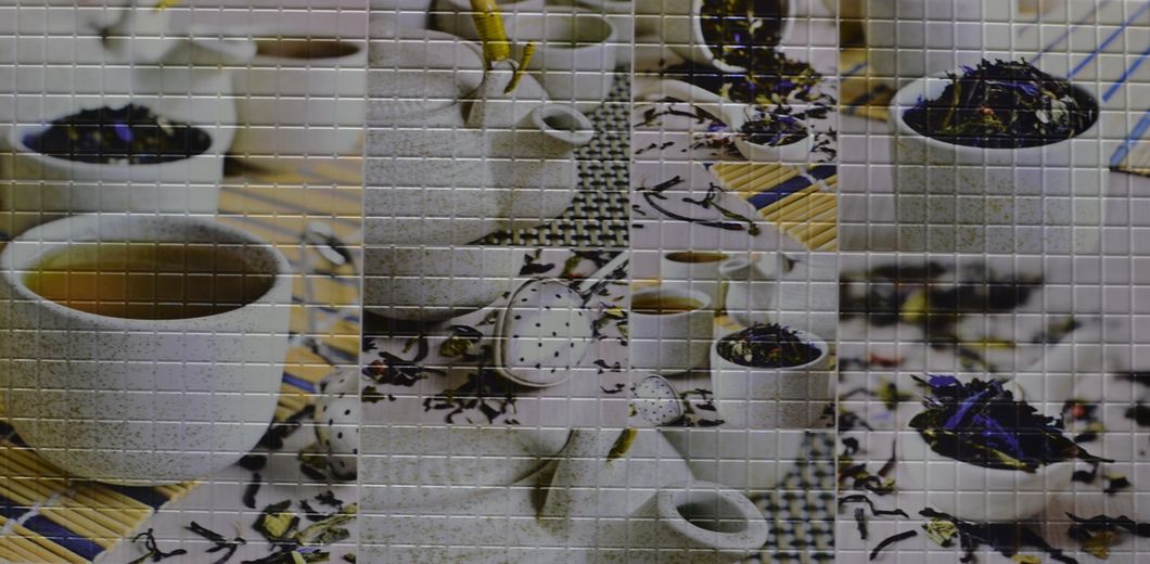 Панель стеновая декоративная пластиковая мозаика ПВХ "Чайная церемония" 956 мм х 480 мм (155чц), Серый, Серый