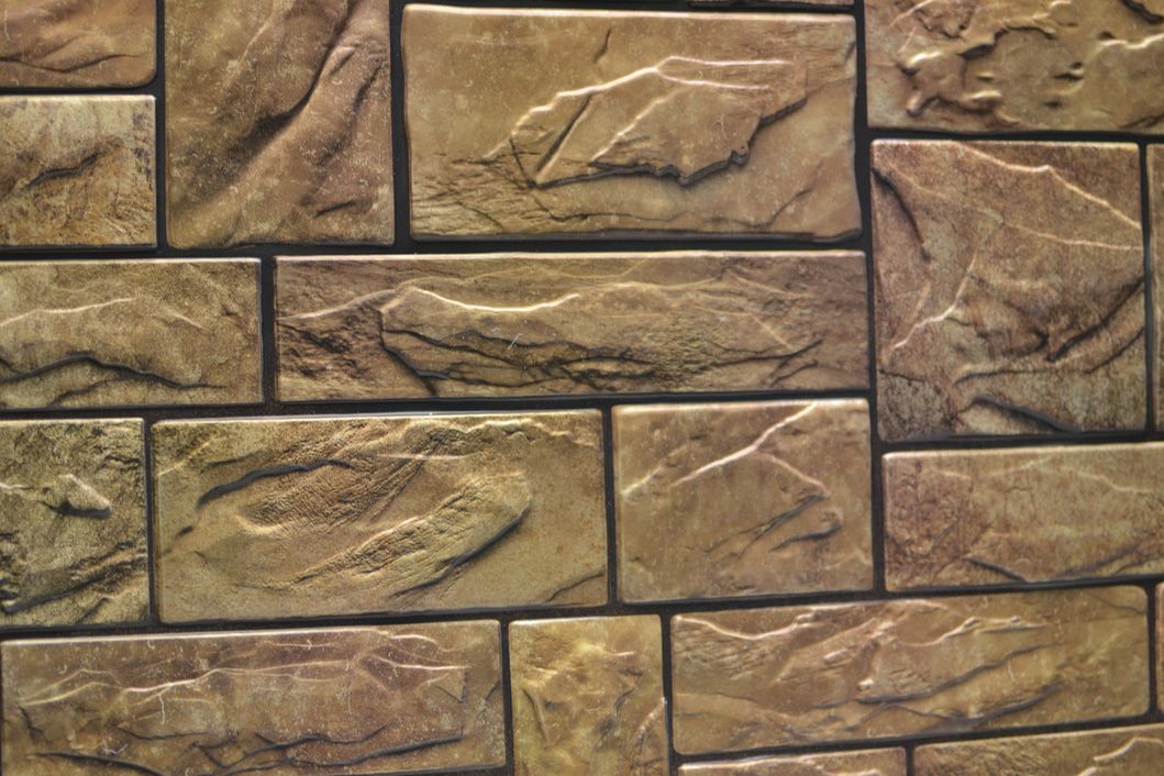 Панель стеновая декоративная пластиковая камень ПВХ "Пиленый Настоящий Коричневый" 978 мм х 496 мм (ПНК1), Коричневый, Коричневый