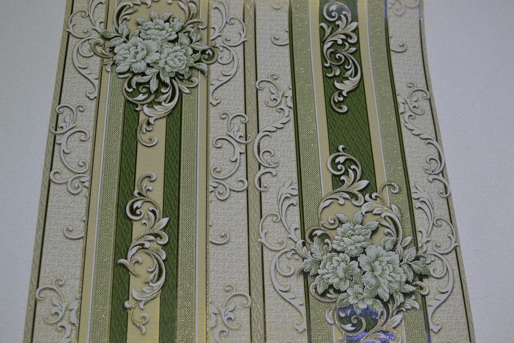 Шпалери вінілові на паперовій основі Слов'янські шпалери B58,4 Ліберті зелений 0,53 х 10,05м (336 - 04)