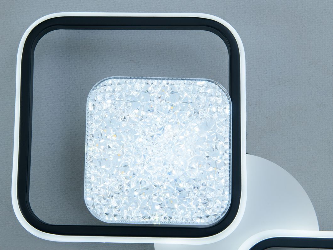 LED люстра 11 квадратів білий чорний 65Вт пульт