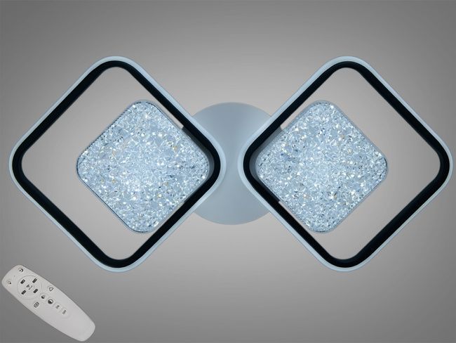 LED люстра 11 квадратів білий чорний 65Вт пульт
